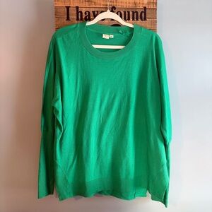 Anthropologie Yellow Bird Green Crewneck Sweater Long Sleeve Dolman Lightweight